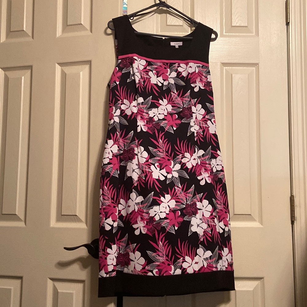 Black White and Pink Floral Dress